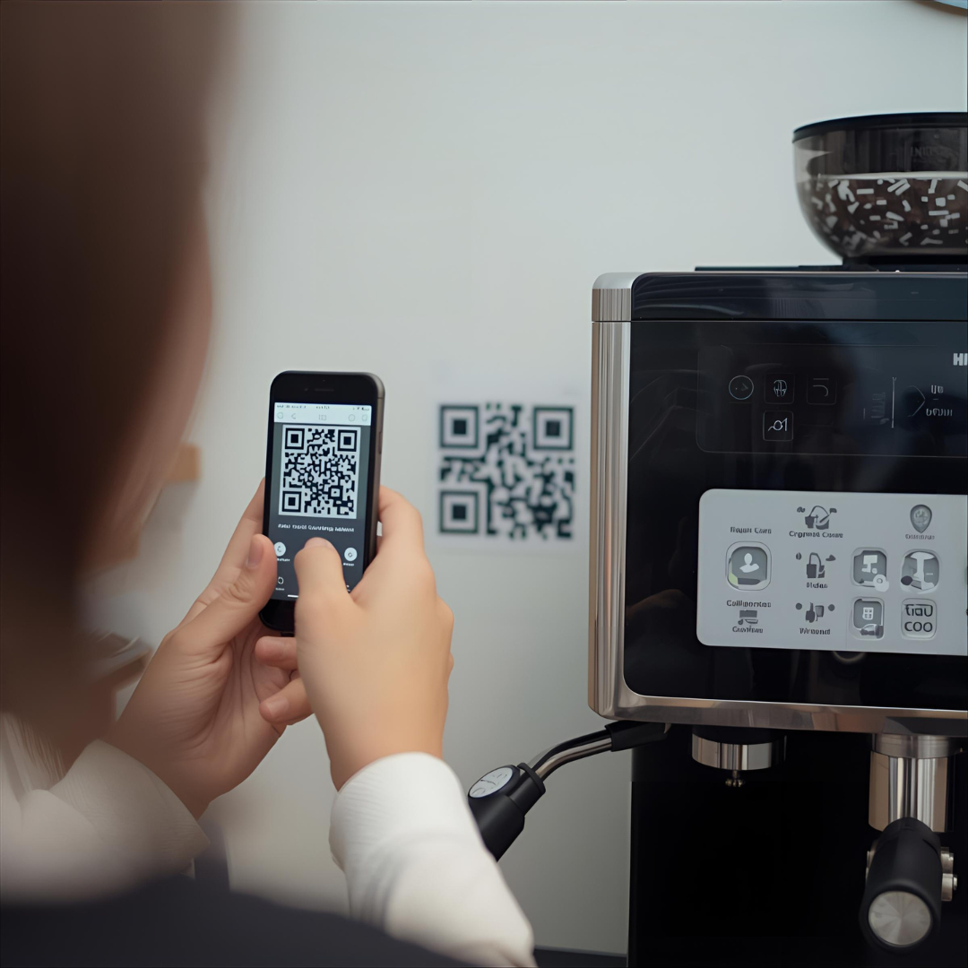 Smart sticker on coffee machine